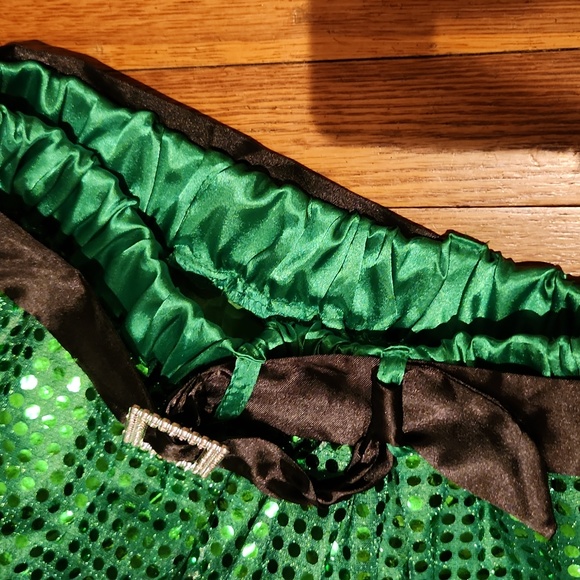 Sequin Green Tulle and Satin Elastic Waist Skirt St. Patrick's or Christmas - Picture 4 of 6